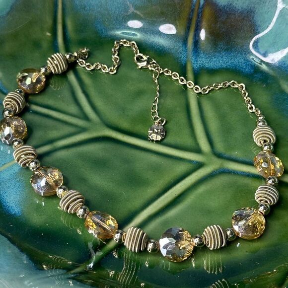 Monet Gold-Tone Choker Necklace Ball Shape Beads Beaded - Picture 1 of 4